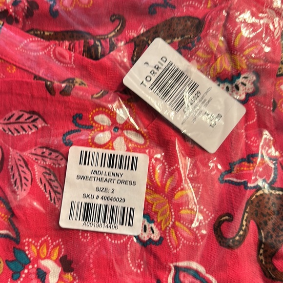 Torrid Size 2 Pink Leopard Print Midi Lenny Sweetheart Sun Dress NWT - Picture 6 of 6